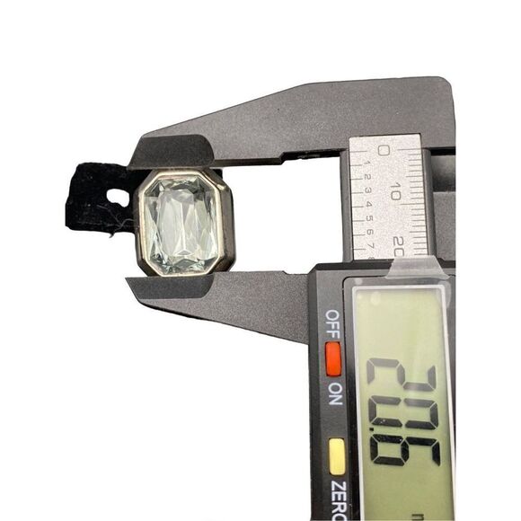 Vintage emerald shape glass pendant matching post earrings tested .500 silver co - Picture 7 of 7